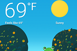 Screenshot of the Google Weather Frog, circa 2021–2022.