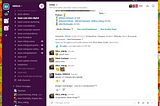 A picture of a Slack instance, showing several people talking after a quiz.