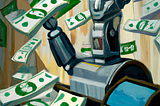 An AI robot printing money