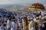AI image of Ethiopian Jews ascending a mountain to celebrate Sigd holiday