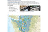 A screenshot of the new PSAR Dashboard, showing the main screen of the dashboard, a map of the PSAR projects in the Puget Sound Region, and a table for sorting data about the projects.