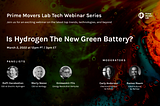 Prime Movers Lab Webinar Series: Hydrogen