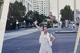 The author’s photo in her 20s, from the days when disposable cameras meant waiting for film to be developed at a photo lab.