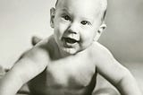Black and white image of the author as an infant.