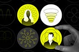 Illustration of personalized user experiences, featuring abstract representations of data-driven personalization, with icons symbolizing behavioral tracking, segmentation, and individual customization.