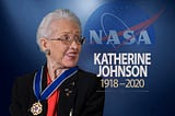 Katherine Johnson with NASA logo wearing Presidential Award Medal