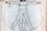 Drawing called The Vitruvian Man, created by Leonardo da Vinci around 1490. It is a study of the proportions of the human body, based on texts by Vitruvius, an architect from ancient Rome. It shows a male figure inscribed in a circle and a square. This refers to the idea that the geometry of the cosmos is embedded in the proportions of the “well-formed man” who has been “designed by nature.”