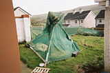 A tipi made of netting