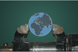 Depiction of Earth being squeezed with a vise.