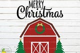 Merry Christmas Barn svg, Wreath Farmhouse Christmas Tree svg  Holiday Decoration svg files for Cricut Downloads Silhouette Sublimation
