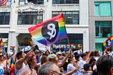 Image of an urban LGBTQ+ march for inclusivity and diversity