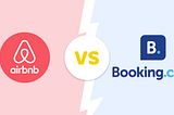 Comparative image showing the logos of Airbnb and Booking.com side by side, with a question asking readers to choose their favorite platform