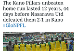 As Kano Pillars suffered defeat some tweets made the rounds