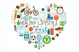 A healthy lifestyle image shaped as a heart