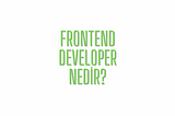 FRONT-END DEVELOPER NEDİR?