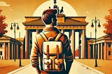 image of a man, seen at the back, who looks at the Brandenburger Tor in Berlin