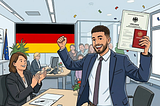 AI-generated illustration of a person celebrating their naturalization.