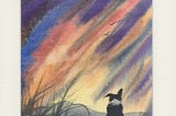 How to Paint in Watercolour — Dog Watches Evening Flight of Birds — with narrated video and…