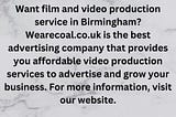 Film and Video Production Birmingham | Wearecoal.co.uk