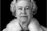 A black and white portrait of Queen Elizabeth II taken from her obituary via BBC. CHRIS LEVINE/ JERSEY HERITAGE TRUST