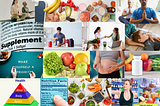 A collage of pictures showing the importance of holistic health programs, optimal nutrition, and the wise choice of supplements when they are beneficial and needed.