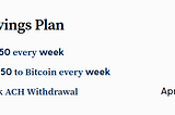 Shows Swan withdrawing $50 per week to buy Bitcoin