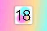 An icon-style rectangle showing the number 18 with a blurred background beneath it. Around the rectangle is a pink, yellow and blue colour.