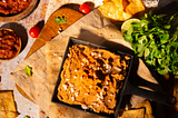 Vegan bean dip in a cast iron pan