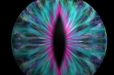 Blue galactic looking eye with dragon pupil.