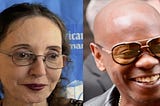 Joyce Carol Oates and Dave Chappelle cropped together.