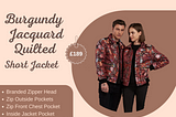 Burgundy Floral Jacquard Quilted Short Jacket — Soot and Ty