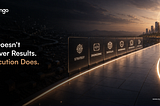 AI transformation banner showing the message “AI Doesn’t Deliver Results. Execution Does.” with a futuristic cityscape and a roadmap highlighting strategy, engineering, data & AI, governance, integration, and execution.
