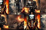 Collage of terminator-like images created by the author with Jasper Art — How Bloggers Can Use AI Image Generators To Crush The Competition