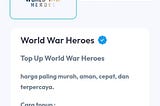 Top Up World War Heroes Murah via Pulsa