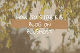 BASICS OF HOW TO START A BLOG ON BLUEHOST.