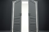 Doors opening to white light
