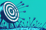Target with a million arrows missing the center, none is hit the center