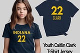 Youth Caitlin Clark Indiana Fever T-Shirt, Kids Basketball Clark T-Shirt, Children WNBA Shirt, Caitlin Clark Fan Shirt, Clark Number 22 Tee