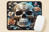 Title: Embrace Elegance and Edge with Floral Skull Pattern Mouse Pad