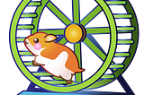 graphic of a hamster running inside an exercise wheel