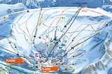 A ski map showing interconnected lifts and runs