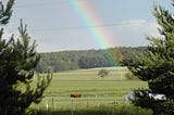 Rainbow over country fields