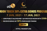 MOON TOKEN 30% EXTRA BONUS PROGRAM