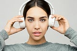 woman with over the ear headphones