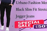 fashionothon Urbano Fashion Men’s Black Slim Fit Stretch Jogger Jeans