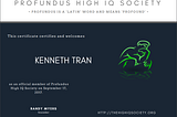 About the Profundus High IQ Society and Journal