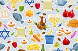 Food and holiday items related to the Jewish holiday tradition