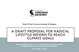 A draft proposal for radical lifestyle reform to reach climate goals