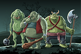 Some very ugly goblins preparing to attack.