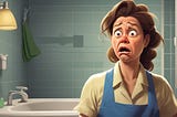 Illustration of a cleaning lady with a disgusted look on her face
